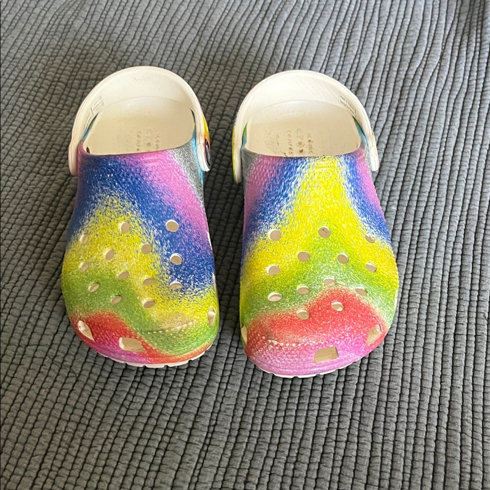 Tie-dye Kids Crocs. Little kid (toddler) size 12